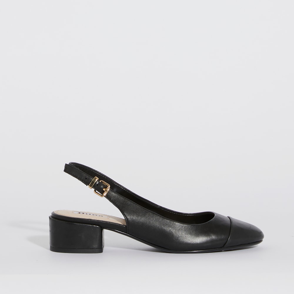 Casing Black, Leather Toe Cap Slingbacks | Dune London